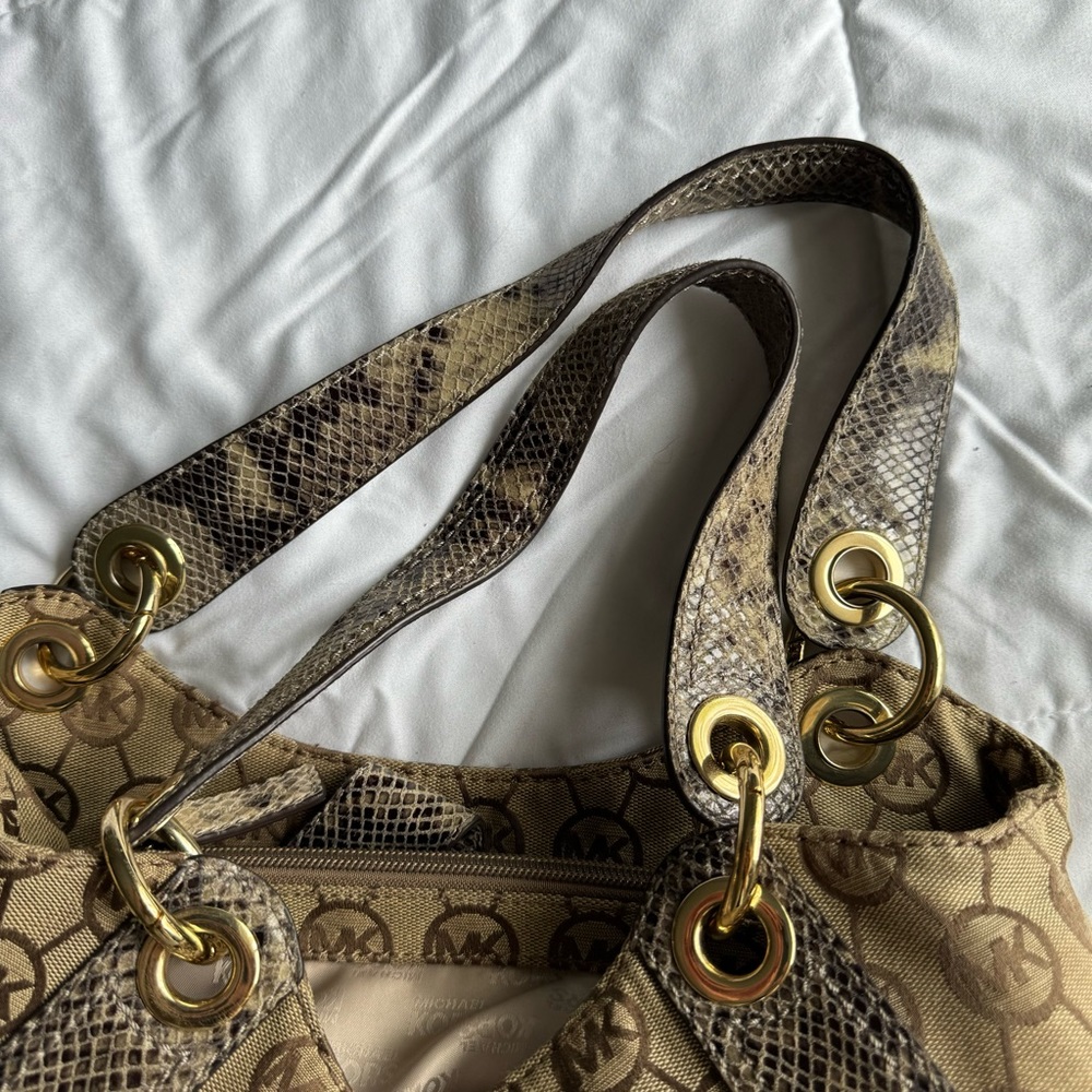 Michael Kors Monogram Snake Print Shoulder Bag - Picture 12 of 12